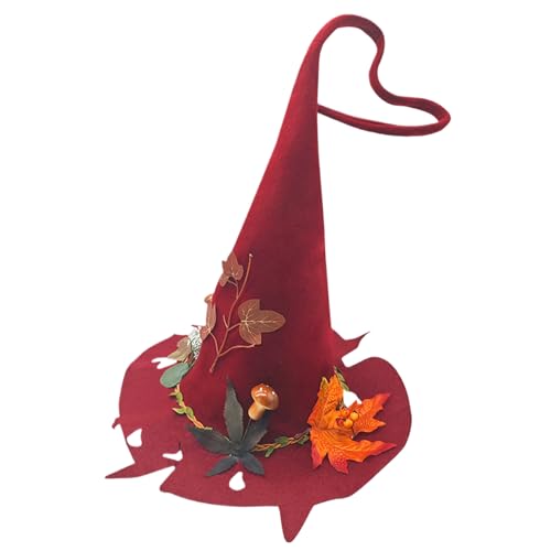 Generisch Halloween-Hexenhüte,Halloween-Hut | Spitze Hexenhut Halloween Stoff Rote Blätter Bühnencosplay Für Herbstfeste Und Schulaktivitäten Warme Innenfutter Bequem Generisch Halloween-Hexenhüte,Halloween-Hut | Spitze Hexenhut Halloween Stoff Rote Blätter Bühnencosplay Für Herbstfeste Und Schulaktivitäten Warme Innenfutter Bequem von Generisch