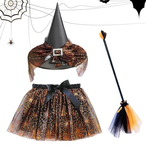 Generisch Halloween Hexenkostüme für Kinder - Kinder Hexen Kostüm Zubehör Mit Besen Und Rock | Halloween Cosplay Kostüm Set mit elastischem für Mottoparty Fotoshow Maskerade Bühnenshow Generisch Halloween Hexenkostüme für Kinder - Kinder Hexen Kostüm Zubehör Mit Besen Und Rock | Halloween Cosplay Kostüm Set mit elastischem für Mottoparty Fotoshow Maskerade Bühnenshow von Generisch