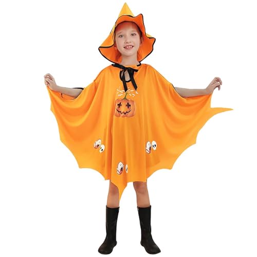 Generisch Halloween Kinder Vampir Umhang mit Kapuze,Teufel kostüm,Glänzender Samt Lang Satin Halloween Kostüm Jungen Mädchen Hexenumhang mit Hut für Party Mantel Karneval Cosplay Unisex von Generisch