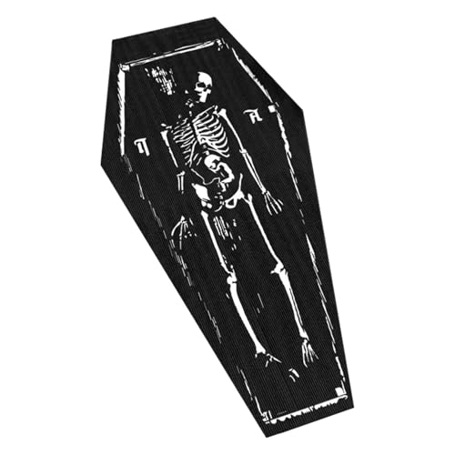 Generisch Halloween Kitchen Matte - Kristall Samt Gummi Sargform Gruselgang Teppich | Schwarzes Gothic Home Teppich | Non Slip Halloween ideal für Küchen-, Bad-, Wohnzimmer- und Haustürdekoration von Generisch