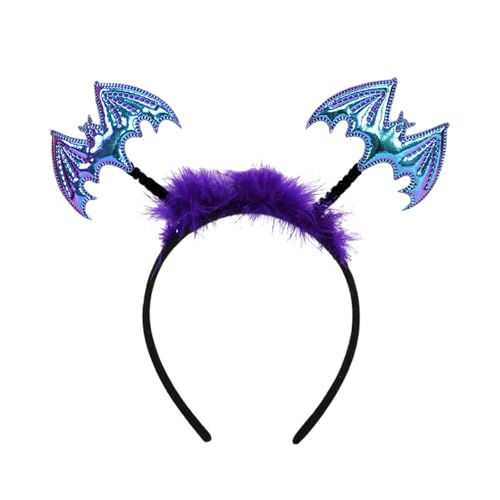 Generisch Halloween Kopfschmuck Aufkleber für Mädchen und Jungen Kunststoff Fledermaus Kopfschmuck Thema Party Dress Up Zubehör Mini Haarklammern Perlen (Blue, 22x21. 5x2cm) von Generisch