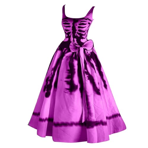 Generisch Halloween KostüM Mit Blutigem, Horror Elegant Brautkleid Halloween Blut KostüM Hexenkleid Damen Costume Damen Halloween-Kleider Rundhals Schwingen Gastkleider von Generisch