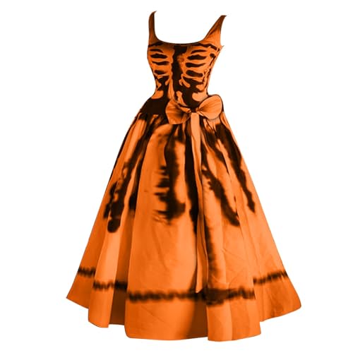 Generisch Halloween KostüM Mit Blutigem, Horror Elegant Brautkleid Halloween Blut KostüM Hexenkleid Damen Costume Damen Halloween-Kleider Rundhals Schwingen Gastkleider von Generisch