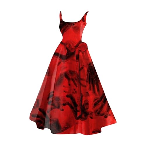 Generisch Halloween KostüM Mit Blutigem, Horror Elegant Brautkleid Halloween Blut KostüM Hexenkleid Damen Costume Damen Halloween-Kleider Rundhals Schwingen Gastkleider von Generisch