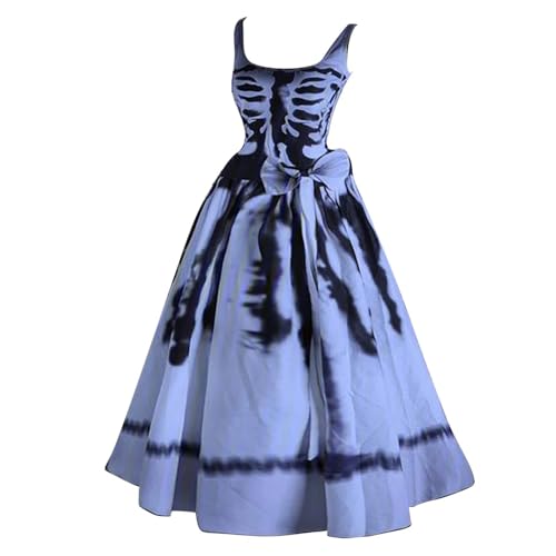 Generisch Halloween KostüM Mit Blutigem, Horror Elegant Brautkleid Halloween Blut KostüM Hexenkleid Damen Costume Damen Halloween-Kleider Rundhals Schwingen Gastkleider von Generisch