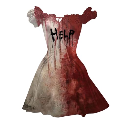 Generisch Halloween KostüMe Damen Halloween Kostüm Damen Fledermaus Vampir Kostüme Für Erwachsene Kürbis Hexe Dress Ärmelloses Zombie Brautkleid für Horror Party von Generisch