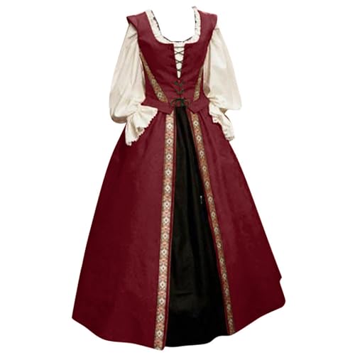 Generisch Halloween Kostüm, Vampir Kostüm Damen Barock Gothic Kleid Halloween Steampunk Kleider Trompetenärmel Mittelalter Kleidung Karneval Goth Dress Hexenkostüm Renaissance, Wein, Xxl Generisch Halloween Kostüm, Vampir Kostüm Damen Barock Gothic Kleid Halloween Steampunk Kleider Trompetenärmel Mittelalter Kleidung Karneval Goth Dress Hexenkostüm Renaissance, Wein, Xxl von Generisch