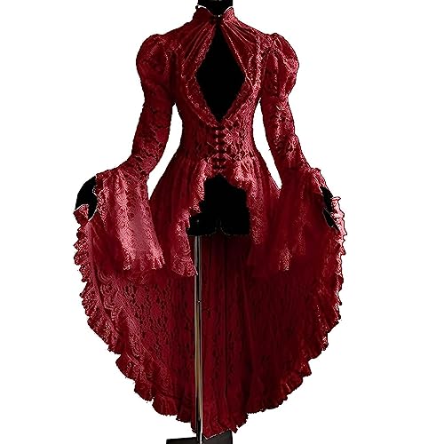 Generisch Halloween Kostüm, Vampir Kostüm Damen Steampunk Goth Dress Halloween Trompetenärmel Gothic Kleid Karneval Kleider Barock Mittelalter Kleidung Hexenkostüm Vintage, Roter, 3Xl Generisch Halloween Kostüm, Vampir Kostüm Damen Steampunk Goth Dress Halloween Trompetenärmel Gothic Kleid Karneval Kleider Barock Mittelalter Kleidung Hexenkostüm Vintage, Roter, 3Xl von Generisch