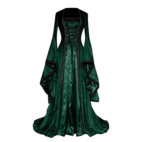Generisch Halloween Kostüm, Vampir Kostüm Damen Trompetenärmel Goth Dress Barock Steampunk Mittelalter Kleidung Karneval Gothic Kleid Halloween Kleider Hexenkostüm Renaissance, Grün, 3Xl Generisch Halloween Kostüm, Vampir Kostüm Damen Trompetenärmel Goth Dress Barock Steampunk Mittelalter Kleidung Karneval Gothic Kleid Halloween Kleider Hexenkostüm Renaissance, Grün, 3Xl von Generisch