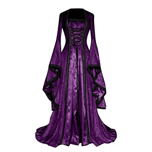 Generisch Halloween Kostüm, Vampir Kostüm Damen Trompetenärmel Goth Dress Barock Steampunk Mittelalter Kleidung Karneval Gothic Kleid Halloween Kleider Hexenkostüm Renaissance, Lila, 5Xl Generisch Halloween Kostüm, Vampir Kostüm Damen Trompetenärmel Goth Dress Barock Steampunk Mittelalter Kleidung Karneval Gothic Kleid Halloween Kleider Hexenkostüm Renaissance, Lila, 5Xl von Generisch