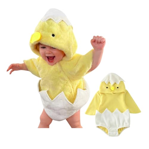 Generisch Halloween Kostüm Baby Hahn, Tier Küken Strampler, Kleinkind Huhn Kostüme, Cosplay Huhn Tier Kostüm, Winter Fleece Kapuzen Strampler, Cartoon Jumpsuit Babykleidung for Cosplay von Generisch