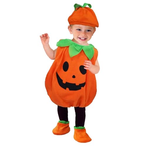 Generisch Halloween Kostüm Baby kürbis kostüm Baby,Halloween Kleinkind Babykleidung Jungen Mädchen Pumpkin Body Overall Pumpkin Top Outfit Strampler Bodysuit Jumpsuit Sets Neugeborenes von Generisch