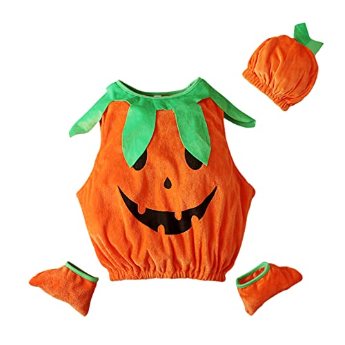 Generisch Halloween Kostüm Baby kürbis kostüm Baby,Halloween Kleinkind Babykleidung Jungen Mädchen Pumpkin Body Overall Pumpkin Top Outfit Strampler Bodysuit Jumpsuit Sets Neugeborenes von Generisch