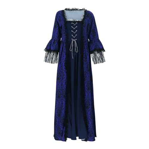 Generisch Halloween Kostüm Damen, Vampir Kostüm Damen Mittelalter Kleidung Medieval Dress Gothic Kleid Burgfräulein Mittelalterkleider Trompetenärmel Barock Hexenkostüm Halloween, Marineflotte, 3XL Generisch Halloween Kostüm Damen, Vampir Kostüm Damen Mittelalter Kleidung Medieval Dress Gothic Kleid Burgfräulein Mittelalterkleider Trompetenärmel Barock Hexenkostüm Halloween, Marineflotte, 3XL von Generisch