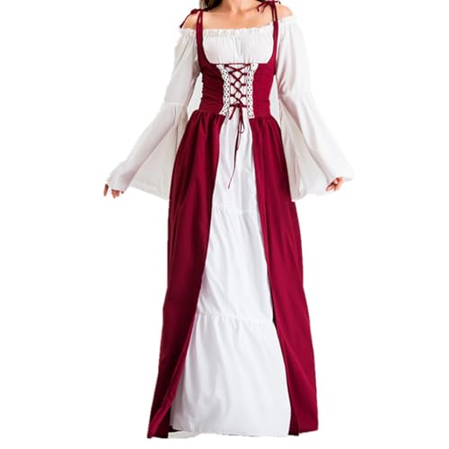 Generisch Halloween Kostüm Damen Vintage Mittelalter Kleider Renaissance Theaterkleidung Kleidung Abendkleider Königin Partykleid Fasching Karneval von Generisch