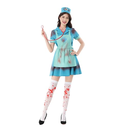 Generisch Halloween Kostüm Gruselig Blutiges Nurse Outfit Kleid für Rolle Spiel Cosplay Gothic Party und Horror Theme Veranstaltung für Erwachsene Generisch Halloween Kostüm Gruselig Blutiges Nurse Outfit Kleid für Rolle Spiel Cosplay Gothic Party und Horror Theme Veranstaltung für Erwachsene von Generisch