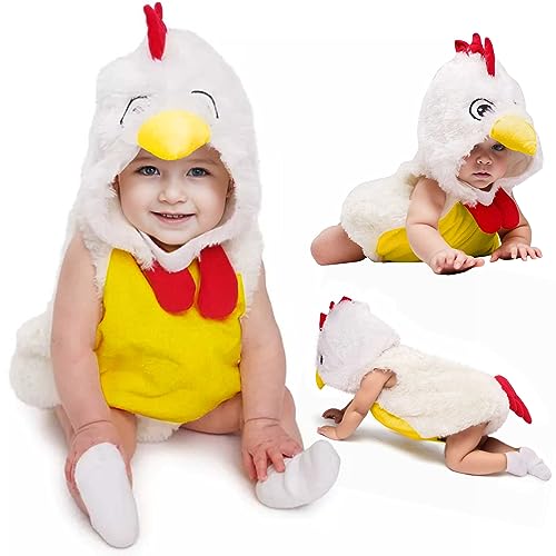 Generisch Halloween Kostüm Kinder Huhn Tier, Tier Küken Strampler Osterkostüme für Baby, Jungen Ostern Huhn Kleidung Top, Neugeborenes Baby Jungen Mädchen Halloween Party Verkleidung Sets von Generisch