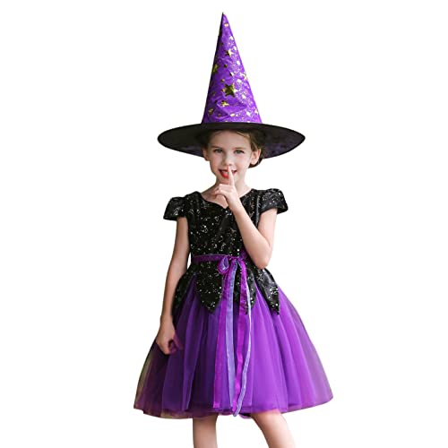 Generisch Halloween Kostüm Mädchen Hexenkostüm Karneval Cosplay Kostüme Set Mädchen Halloween Costume Kids Girls Festival Outfit Mode Party KarnevalsKostüme von Generisch