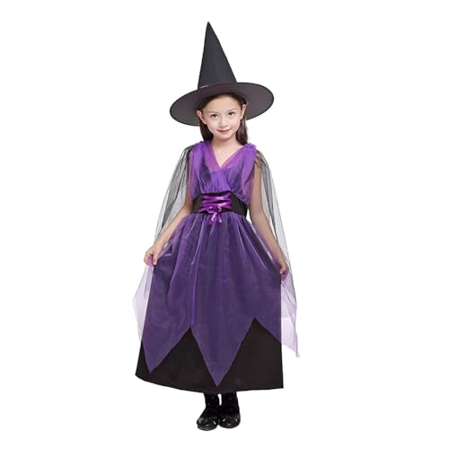 Generisch Halloween Kostüm Mädchen Hexenkostüm Karneval Cosplay Kostüme Set Mädchen Halloween Costume Kids Girls Festival Outfit Mode Party KarnevalsKostüme von Generisch