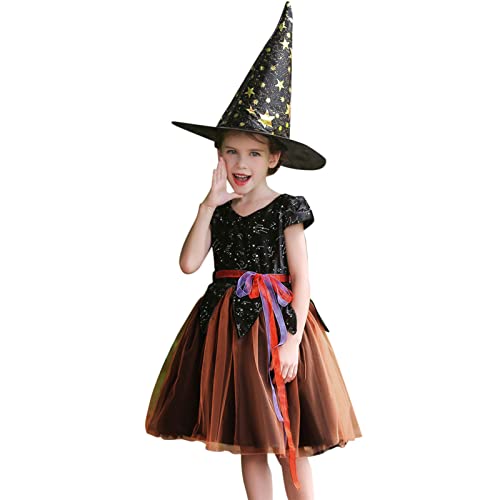 Generisch Halloween Kostüm Mädchen Hexenkostüm Karneval Cosplay Kostüme Set Mädchen Halloween Costume Kids Girls Festival Outfit Mode Party KarnevalsKostüme von Generisch