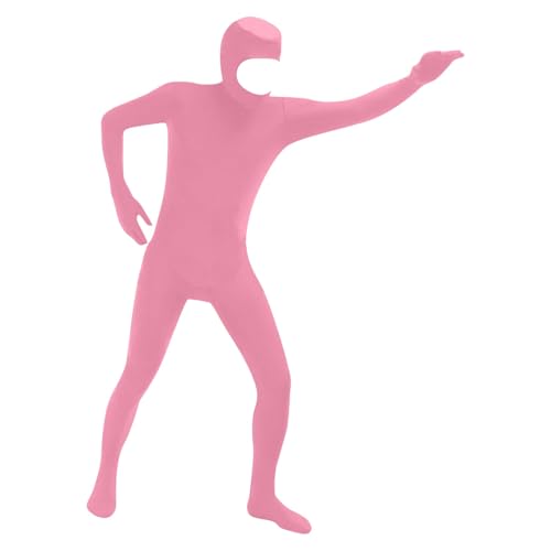 Generisch Halloween Kostüm Unisex Ganzkörperanzug Open Face Jumpsuit Greenscreen Anzug Halloween Ganzkörper Bodysuit Damen Herren Cosplay Body Suit für Fotografie und Spezialeffekte (01 Rosa, S) von Generisch