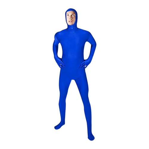 Generisch Halloween Kostüm Unisex Ganzkörperanzug Open Face Jumpsuit Greenscreen Anzug Halloween Ganzkörper Bodysuit Damen Herren Cosplay Body Suit für Fotografie und Spezialeffekte (03 Blau, M) von Generisch
