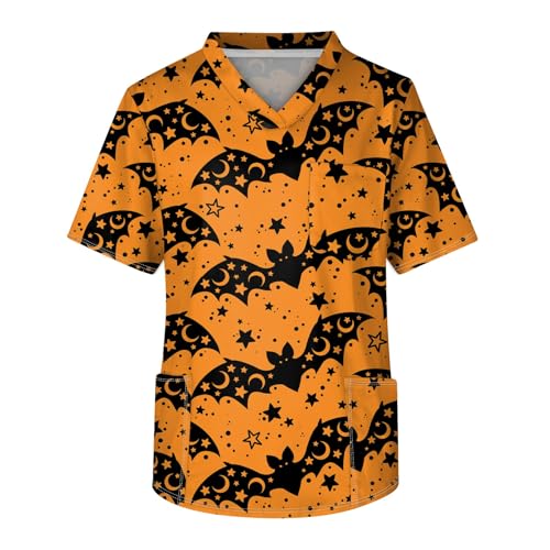 Generisch Halloween Krankenschwester Kostüm Halloween Costume Kasack Herren V-Ausschnitt Kasack Pflege Berufsbekleidung Pflege Fun Arbeitskleidung mit Brusttasche von Generisch
