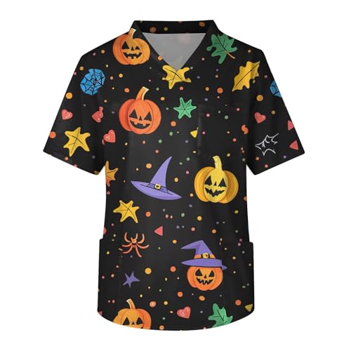 Generisch Halloween Krankenschwester Kostüm Halloween Costume Kasack Herren V-Ausschnitt Kasack Pflege Berufsbekleidung Pflege Fun Arbeitskleidung mit Brusttasche von Generisch