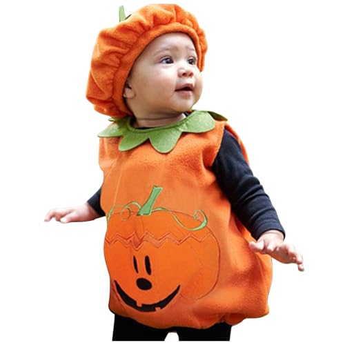 Generisch Halloween Kürbis Baby Kostüm Fledermaus Einteiler Mit Kapuze Und Fußteil Langärmlig Weich Für Kleinkinder Jungen Mädchen von Generisch