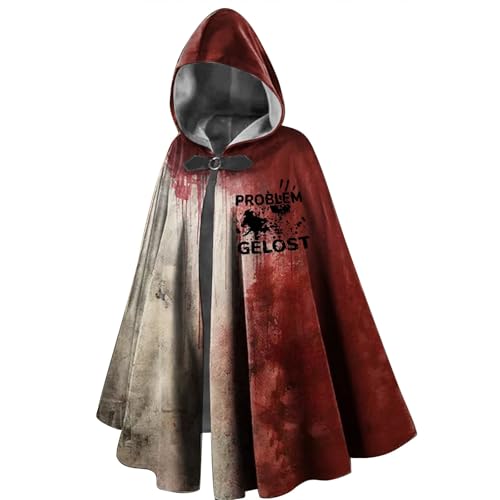 Generisch Halloween Umhang Herren Halloween Blut Kostüm Roter Umhang mit Kapuze von Generisch