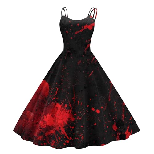 Generisch Hallowenn Kürbis Puppe Vintage Teufel Braut Halloween Gothic Kleid Ghost Kostüm Kürbiskostüm Kleid Gothic Damen Blut Maid Vampire für Clown Pirate Cosplay Frauen S von Generisch