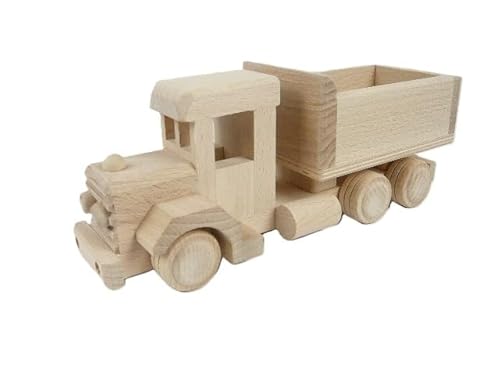Generisch Handgefertigter Holz-LKW, Retro-Stil Lastwagen, Naturholz Spielzeugauto, Klassisches Kinderfahrzeug (LKW in Retro-Stil) von Generisch