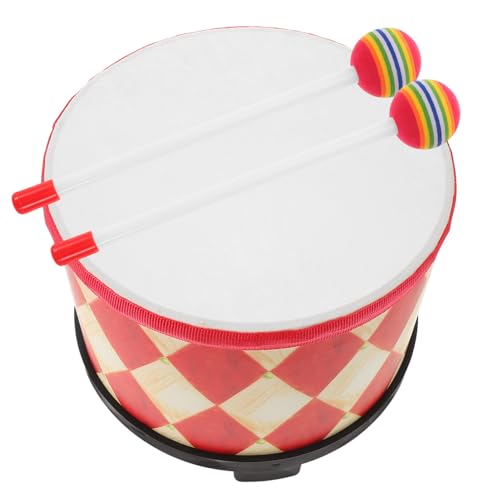 Generisch Handtrommel Rot Kariert Musikinstrument mit Schlägeln für Kreativität Motorik Rhythmusförderung Geeignet für Einzel und Gruppenaktivitäten von Generisch