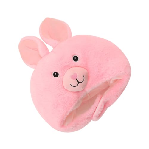 Generisch Hasenmütze ausgestopfter Hase Halloweenkostüm Partyhut kindermütze kappe osterngeschenk ostegeschenke Hasenkopfschmuck festliche Kopfbedeckung Plüsch Rosa von Generisch