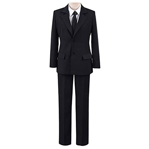 Generisch Hayakawa Aki Cosplay Kostüm Uniform Jacke Hemd Hose Mit Krawatte Komplettes Set,Black-S von Generisch