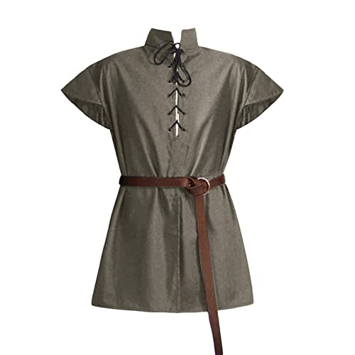 Generisch Herren-Kostüm mit Schnürung, Retro, Baumwolle, mittelalterliches Vintage-Kostüm Stehkragen Mittelalter Hemd Herren Leinenhemd Traditioneller Retro-Stil Schnürung Hemd Generisch Herren-Kostüm mit Schnürung, Retro, Baumwolle, mittelalterliches Vintage-Kostüm Stehkragen Mittelalter Hemd Herren Leinenhemd Traditioneller Retro-Stil Schnürung Hemd von Generisch