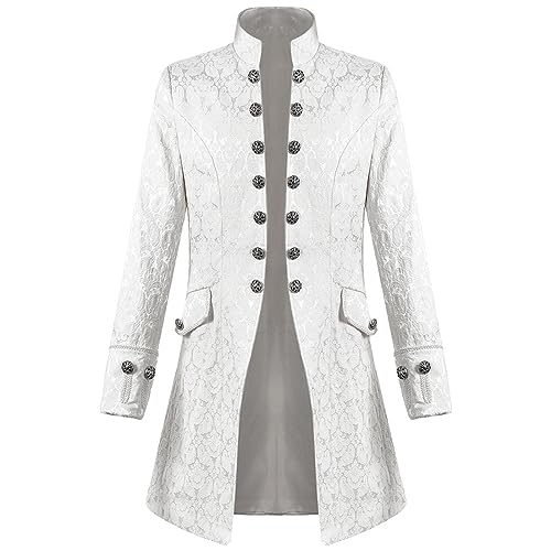 Generisch Herren Steampunk Mantel - Retro Gothic Mittelalter Jacke - Renaissance Halloween Karneval Kostüm - Gehrock Sakko Festliche Uniform Günstige Sachen Weiß L Generisch Herren Steampunk Mantel - Retro Gothic Mittelalter Jacke - Renaissance Halloween Karneval Kostüm - Gehrock Sakko Festliche Uniform Günstige Sachen Weiß L von Generisch