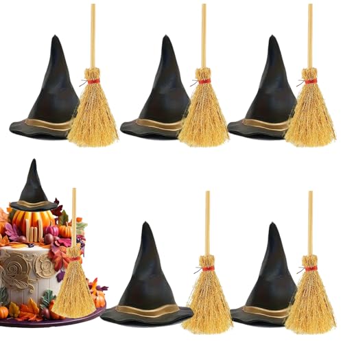 Generisch Hexenhut Für Halloween | Schwarze Hexenhüte Mit Reisigbesen - 1 Set Miniatur Besen Deko Für Hochzeit Kindergeburtstag Puppenhaus Kinder Generisch Hexenhut Für Halloween | Schwarze Hexenhüte Mit Reisigbesen - 1 Set Miniatur Besen Deko Für Hochzeit Kindergeburtstag Puppenhaus Kinder von Generisch
