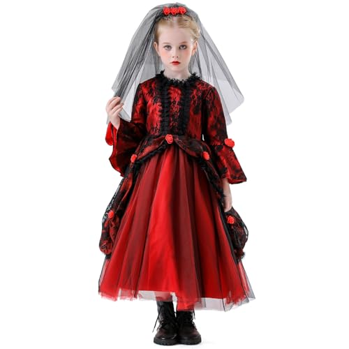 Generisch Hexenkostüm Kinder Mittelalter Gothic Brautkleid Prinzessin Outfit für 3-10 Jahre, für Kostümparty und Cosplay Generisch Hexenkostüm Kinder Mittelalter Gothic Brautkleid Prinzessin Outfit für 3-10 Jahre, für Kostümparty und Cosplay von Generisch