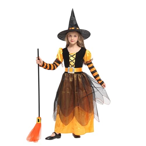 Generisch Hexenkostüm Mädchen für Halloween - Langer Hexen Kleid mit Hut, Kinder Hexen Kostüm und Hexe Outfit für Prinzessin Cosplay Pa Verkleidung Mädchen Costume Kids Girls Festival Outfit Party Generisch Hexenkostüm Mädchen für Halloween - Langer Hexen Kleid mit Hut, Kinder Hexen Kostüm und Hexe Outfit für Prinzessin Cosplay Pa Verkleidung Mädchen Costume Kids Girls Festival Outfit Party von Generisch