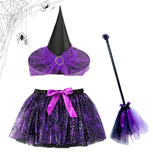 Generisch Hexenkostüm Set, Hexen Cosplay Kostüm Zubehör mit Besen und Rock für Kinder, Halloween Cosplay Kostüm Set mit elastischem für Mottoparty Fotoshow Maskerade Bühnenshow Generisch Hexenkostüm Set, Hexen Cosplay Kostüm Zubehör mit Besen und Rock für Kinder, Halloween Cosplay Kostüm Set mit elastischem für Mottoparty Fotoshow Maskerade Bühnenshow von Generisch