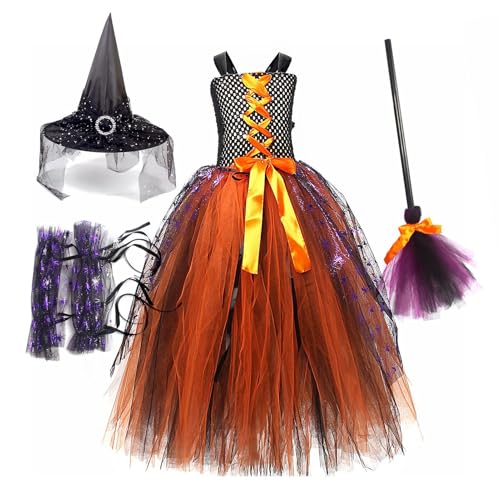 Generisch Hexenkostüm für Mädchen, Hexenkostüm,Halloween ärmelloses Tutu Hexenkostüm - Märchenhaftes Hexenkostüm, Hexen-Outfit-Set mit Hut und Besen für Mädchen, Kinder Generisch Hexenkostüm für Mädchen, Hexenkostüm,Halloween ärmelloses Tutu Hexenkostüm - Märchenhaftes Hexenkostüm, Hexen-Outfit-Set mit Hut und Besen für Mädchen, Kinder von Generisch