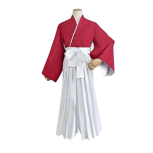 Generisch Himura Kenshin Cosplay Kostüm Anime Kimono Uniform Halloween Komplettset,S-Red von Generisch
