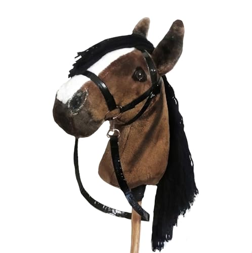 Generisch Hobby Horse Pferd Braun | Steckenpferd | Großes Steckenpferd A3 | Abnehmbare Trense & Lange Mähne | Steckenpferde Stockpferd mit Zubehör von Generisch