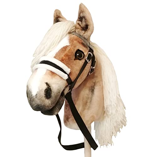 Generisch Hobby Horse Pferd | Haflinger Steckenpferd | Großes Steckenpferd A3 | Abnehmbare Trense & Lange Mähne | Steckenpferde Stockpferd mit Zubehör von Generisch