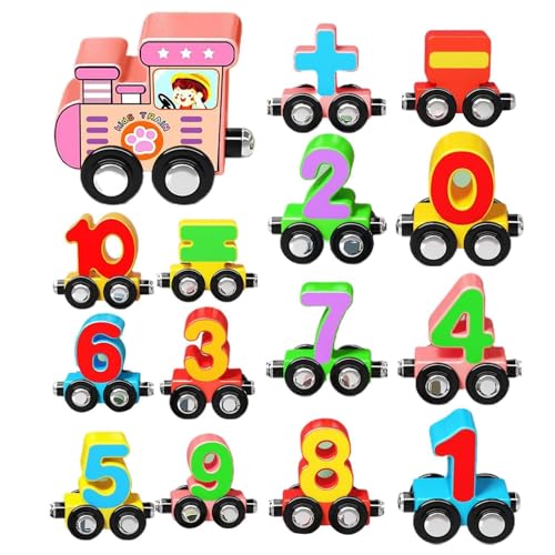 Generisch Hölzerne Magnetzahlenzug Set, Magnetzug Set,Vorschule Farbsortierung Playset - Spielzeugblöcke für Kinderkinder Number für Kinder für interaktive Spiele für interaktive Spiele von Generisch