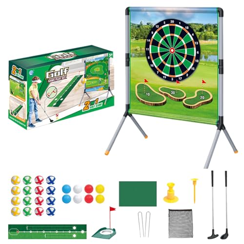 Generisch Hof Golfspiel, Golf Chipping Spiel Schlagmatte Set, Spielset Mit Putting Matte Golfzubehör Sportspielzeug Für Kinder Indoor Outdoor Rasen Garten Camping von Generisch