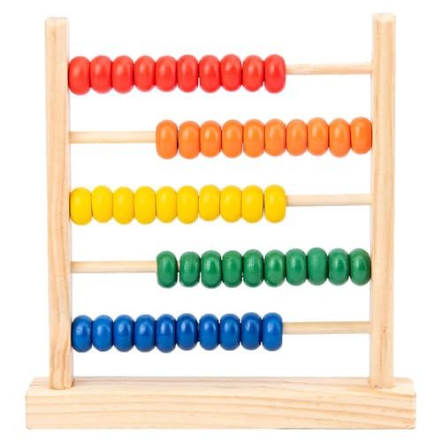 Generisch Holz Abakus für Kinder, 15,7 x 5,91 x 2,7 cm, Mehrfarbige Mathematik Lernhilfe, 50 Perlen, Ab 3 Jahre von Generisch