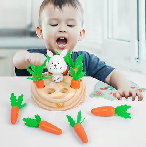 Generisch Holz Karotten-Erntespiel mit Hasen, Motorik-Lernspielzeug für Kinder, Steckspiel mit 6 Karotten Generisch Holz Karotten-Erntespiel mit Hasen, Motorik-Lernspielzeug für Kinder, Steckspiel mit 6 Karotten von Generisch