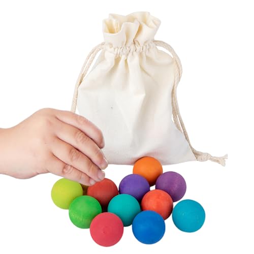Generisch Holz Regenbogen Kugel Spielzeug | 12-teiliges Zählspiel Mit Bällen,Lernspiel Zum Farben Sortieren Und Zählen Für Babys Und Kleinkinder Zur Förderung Der Motorik von Generisch